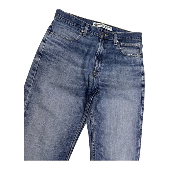 HARLEY DAVIDSON Motorcycle Biker Casual Denim Jeans Pants Mens 34x32 - Picture 6 of 7